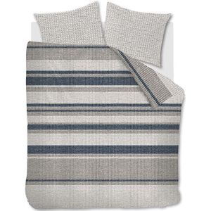 Riviera Maison Rattan Stripes dekbedovertrek - Tweepersoons - 200x200/220 - Blauw Grijs