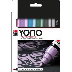 Marabu YONO Marker Set - 6 pastel kleuren - 1.5 tot 3 mm ronde punt