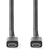 Nedis USB-Kabel - USB 3.2 Gen 2x2 - USB-C Male - USB-C Male - 100 W - 4K@60Hz - 20 Gbps - Vernikkeld - 1.00 m - Rond - PVC - Zwart - Label