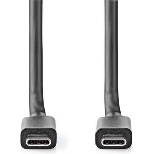 Nedis USB-Kabel - USB 3.2 Gen 2x2 - USB-C Male - USB-C Male - 100 W - 4K@60Hz - 20 Gbps - Vernikkeld - 1.00 m - Rond - PVC - Zwart - Label