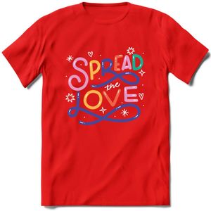 Spread Love | Pride T-Shirt | Grappig LHBTIQ+ / LGBTQ / Gay / Homo / Lesbi Cadeau Shirt | Dames - Heren - Unisex | Tshirt Kleding Kado | - Rood - L