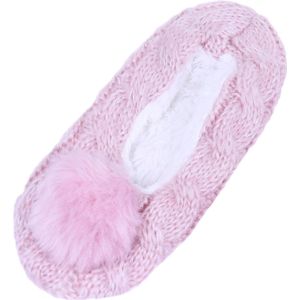 Warme, roze pantoffels met pompon