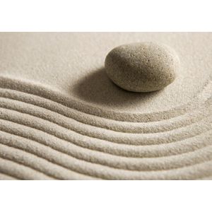 Dibond - Zen - Steen / stenen in wit / beige / bruin - 100 x 150 cm