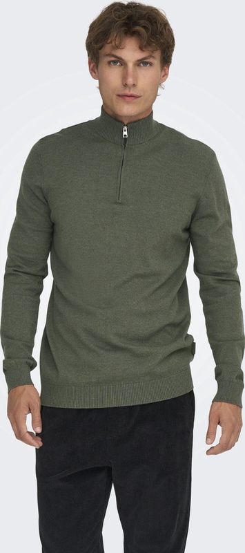 ONLY&SONS - ONSLOUI REG 12 MEL HALF ZIP KNIT NOOS - Heren - Gebreide truien