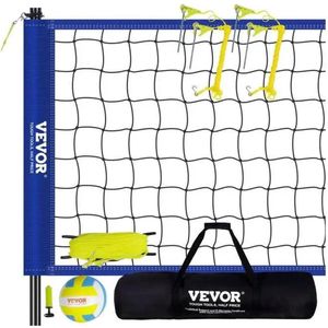 Volleybal - Volleybalnet - Net - Badmintonnet - Verstelbare Hoogte Stalen Palen - met PVC Volleybalpomp Draagtas - voor Achtertuin Strand Gazon - 1.25inch - Geel
