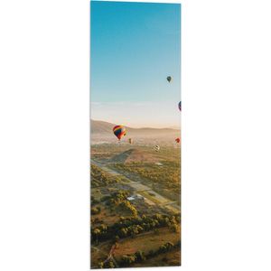 WallClassics - Vlag - Luchtballonnen zwevend door de lucht - 30x90 cm Foto op Polyester Vlag