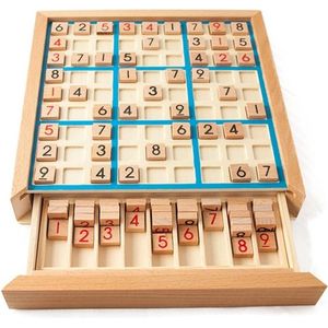 Collox Sudoku puzzelbord - Sudoku spelset - Met lade - Wiskunde - Denk puzzel - Hersenkraker - Hout - 22,5 x 22,5 cm
