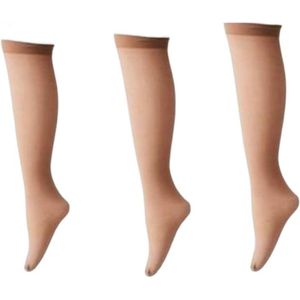 Dames Kniekousen - Pantykousjes - Bruin - 60 Denier - 3 Paar - One Size