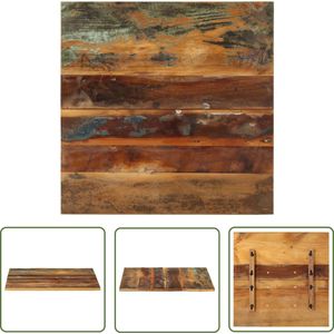 The Living Store Tafelblad vierkant 15-16 mm 60x60 cm massief gerecycled hout - Tafeltblad - Tafelblad Vervangen - Houten Tafelblad - Vintage Tafelblad - Industrieel Tafelblad