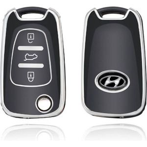 Autosleutel hoesje - TPU Sleutelhoesje - Sleutelcover - Autosleutelhoes - Geschikt voor Hyundai - zwart - C3 - Auto Sleutel Accessoires gadgets - Kado Cadeau man - vrouw