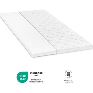 Bodyprotect topper 90 x 190 x 6 cm, comfort schuim matras topper, matras topper, wasbaar tot 60 graden, wit