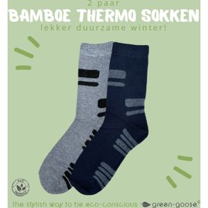 green-goose® Bamboe Thermosokken | 2 Paar | Heren | Maat 44-46 | 100% Bamboe | Perfect Fit, Extra Warm, Flexibel en Rekbaar!