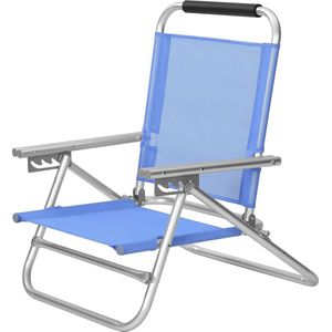 SONGMICS Strandstoel, draagbare klapstoel, rugleuning 4-voudig verstelbaar, met armleuningen, ademend en comfortabel, outdoor stoel