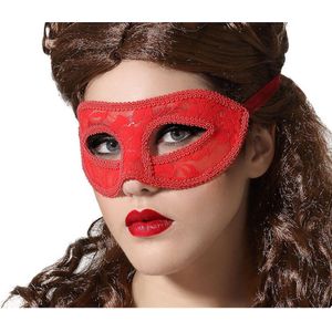 Verkleed oogmasker - rood - kant patroon - volwassenen - Halloween/gemaskerd bal