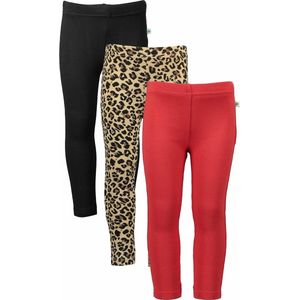 Blue Seven BIO BASICS SET (3stuks) Leggings Zwart, Panter en Rood - Maat 110