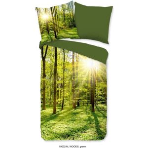Pure Dekbedovertrek ""bomen in het bos"" - Groen - (140x200/220 cm) - Microfiber