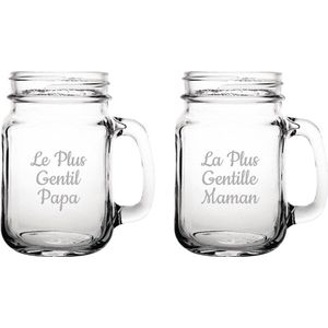 Drinkglas gegraveerd - 45cl - Le Plus Gentil Papa & La Plus Gentille Maman