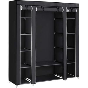 Extra grote vouwkast van stof, 175 x 150 x 45 cm, met kledingstang, grijs