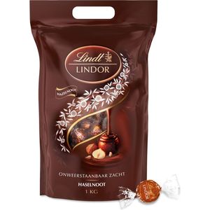 Lindt LINDOR Hazelnoot melkchocolade bonbons 1kg - 80 zacht smeltende chocolade bonbons - Hersluitbare verpakking