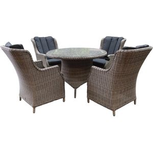Riccione - Darwin - Tuinset - Grijs - 5-delig - Ronde Tafel