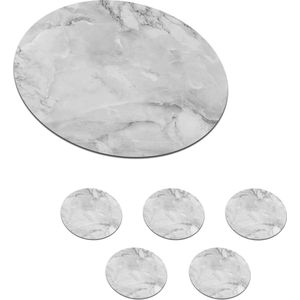 Onderzetters voor glazen - Rond - Marmer - Chic - Structuur - Wit - 10x10 cm - Glasonderzetters - 6 stuks