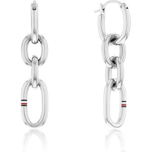 Tommy Hilfiger TJ2780787 Dames Oorbellen - Oorhangers - Sieraad - Staal - 8 mm breed - 37 mm lang