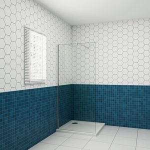 Inloopdouche 90x195 cm, 6 mm helder EasyClean veiligheidsglas,aluminium frame chroom, stabilisatorstang 90cm