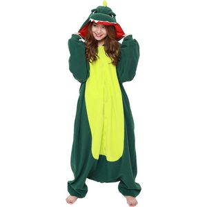 Groene Draak Premium Onesie Pak Kostuum Outfit Huispak Jumpsuit Verkleedpak - Premium Verkleedkleding - Halloween & Carnaval - SAZAC - Kinderen & Volwassenen - Maat Onesize voor Lichaamslengte (155-182 cm)