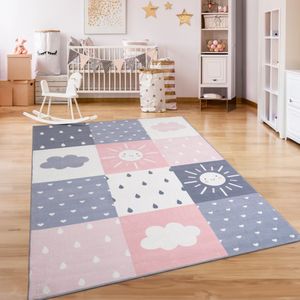 Paco Home Kindertapijt Kinderen Vloerkleed Kinderkamer Antislip Regenboog Hart Stippen 140x200 cm