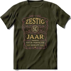 60 Jaar Legendarisch Gerijpt T-Shirt | Oud Roze - Ivoor | Grappig Verjaardag en Feest Cadeau Shirt | Dames - Heren - Unisex | Tshirt Kleding Kado | - Leger Groen - S