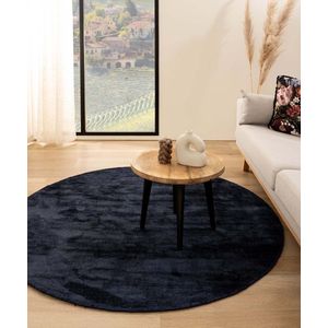 Viscose vloerkleed rond - Glamour marineblauw 250 cm rond