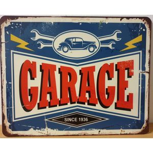 Garage since 1936 auto reparatie Reclamebord van metaal 25 x 20 cm METALEN-WANDBORD - MUURPLAAT - VINTAGE - RETRO - HORECA- BORD-WANDDECORATIE -TEKSTBORD - DECORATIEBORD - RECLAMEPLAAT - WANDPLAAT - NOSTALGIE -CAFE- BAR -MANCAVE- KROEG- MAN CAVE
