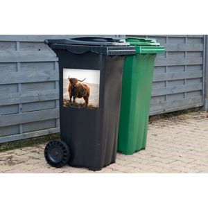 Container sticker Schotse hooglander - Dieren - Landelijk - Landschap - Koe - Natuur - 40x40 cm - Kliko sticker