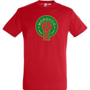 T-shirt Embleem Marokko Groot | Rood Marokko Shirt | WK 2022 Voetbal | Morocco Supporter | Rood | maat M