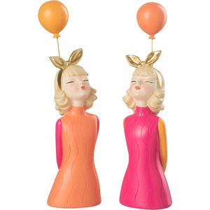 J-Line figuur Meisjes Ballons - kunststof - mix - 2 stuks