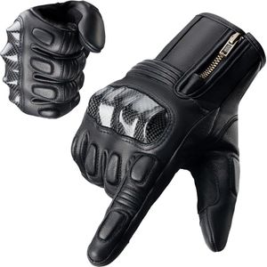 ROCKBROS Motorhandschoenen, antislip touchscreen Leren handschoenen voor heren, sterke bescherming Schokbestendige sporthandschoenen voor motorfiets ATV-jacht Wandelen Buitensporten voor heren Dames L