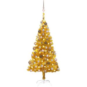 The Living Store Kunstkerstboom Goud 150 cm - LED-verlichting - PET - Stalen poten - USB-aansluiting