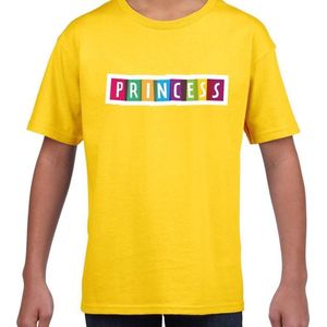 Princess fun tekst t-shirt geel kids - Fun tekst / Verjaardag cadeau / kado t-shirt kids 110/116