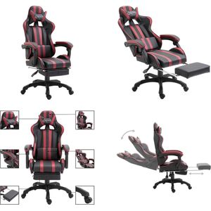 vidaXL Gamestoel met voetensteun kunstleer wijnrood - Gamingstoel - Gamingstoelen - Racingstoel - Racingstoelen