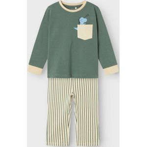 Name it Pyjama groen/streep dino - NMMRADE - Maat 104