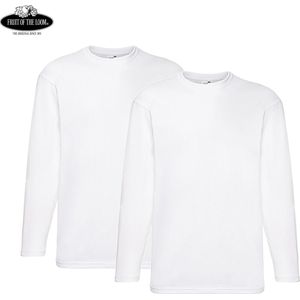 2 Pack Fruit of the Loom Value Weight Longsleeve T-shirt Wit Maat L