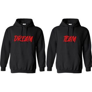 Hoodie zwart koppel set-Dream Team-valentijns dag cadeau-Maat L