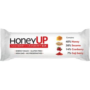 HoneyUp Energy Snack with Goji Berry and Granberry 40gr 12 stuks | Organic Powerbar Energy 22,9g koolhydraten