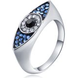 Dames Ring Boze Oog Zilverkleurig met Zirkonia-18mm