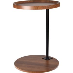 In & Out Deco Bijzettafel - banktafel - nachtkastje - salontafel rond 40 cm hoog 56 cm walnoot