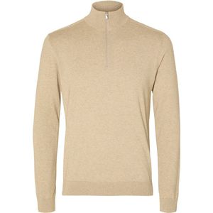 Selected - Heren Sweaters Berg Half Zip Cardigan Kelp - Beige - Maat L