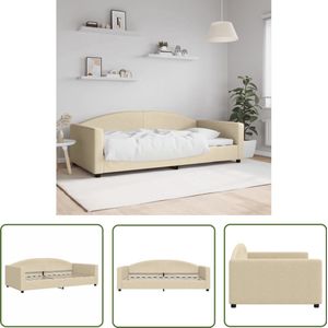vidaXL Slaapbank - 100x200 cm - Crèmekleurig - Stof Slaapbank - Sofa Bed - Tweepersoonsbed - Creme Kleurstelling - Stoffen Bank