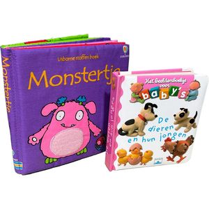 Baby boekjes eerste jaar voordeelbundel - Stoffen voelboek met flapjes + kijkboek met stevige bladzijdes - Baby speelgoed cadeau 0 jaar | 3 maanden | 6 maanden | 1 jaar - Baby ziet box - Voorleesboek - Kinderboek