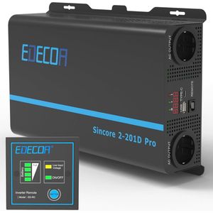 Omvormer 12V naar 230V - Zuivere Sinus Inverter 2000W met Afstandsbediening en EU Stopcontacten