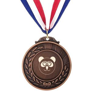 Akyol - panda medaille bronskleuring - Panda - panda liefhebber - panda speelgoed - cadeau - gegrafeerde sleutelhanger - dieren - gepersonaliseerd - gepersonaliseerd - sleutelhanger met naam